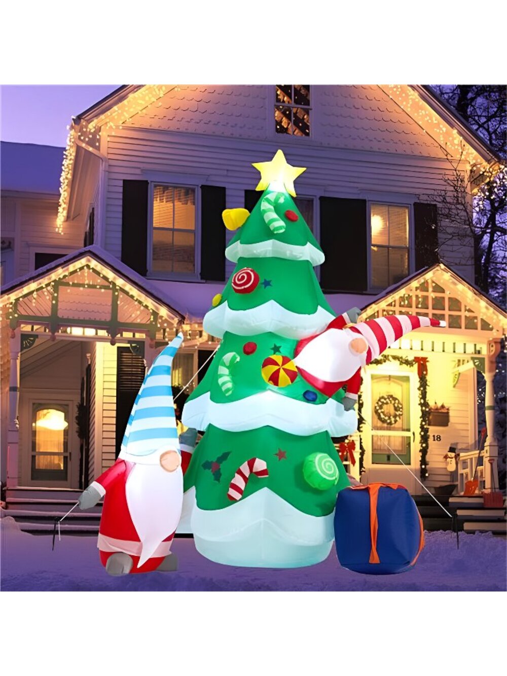 Christmas Inflatable Tree, 7 FT Giant Lighted Christmas Blow Up Santa